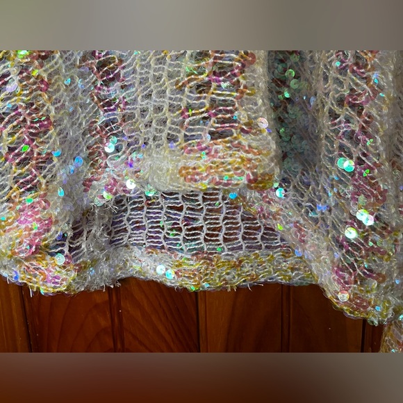 NEW ZARA ECRU WHITE SEQUIN SWEATER SIZE SMALL CHRISTMAS NEW YEARS - Picture 11 of 11